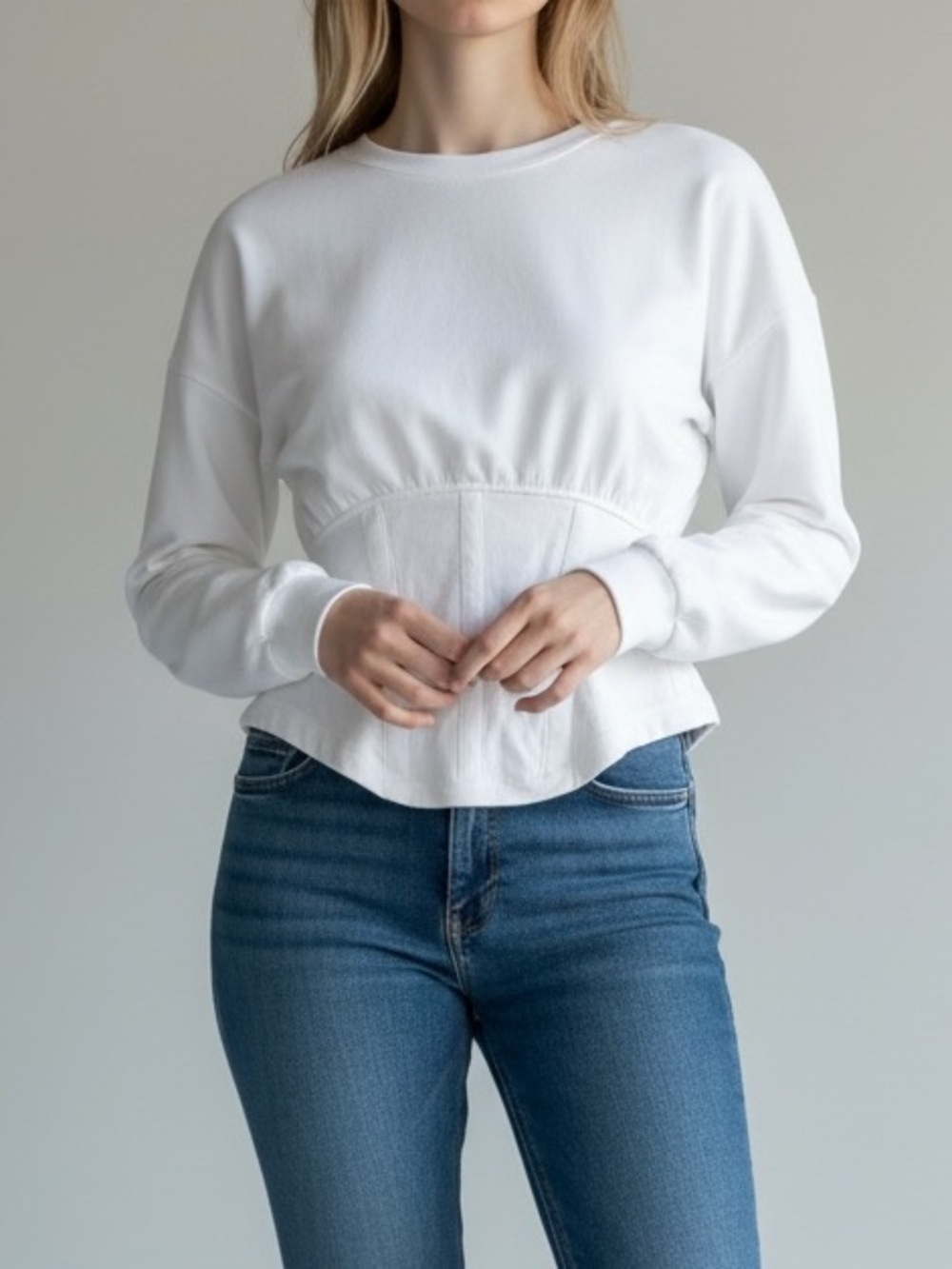 NWT Citizens of Humanity Laurel corset long sleeve top white small